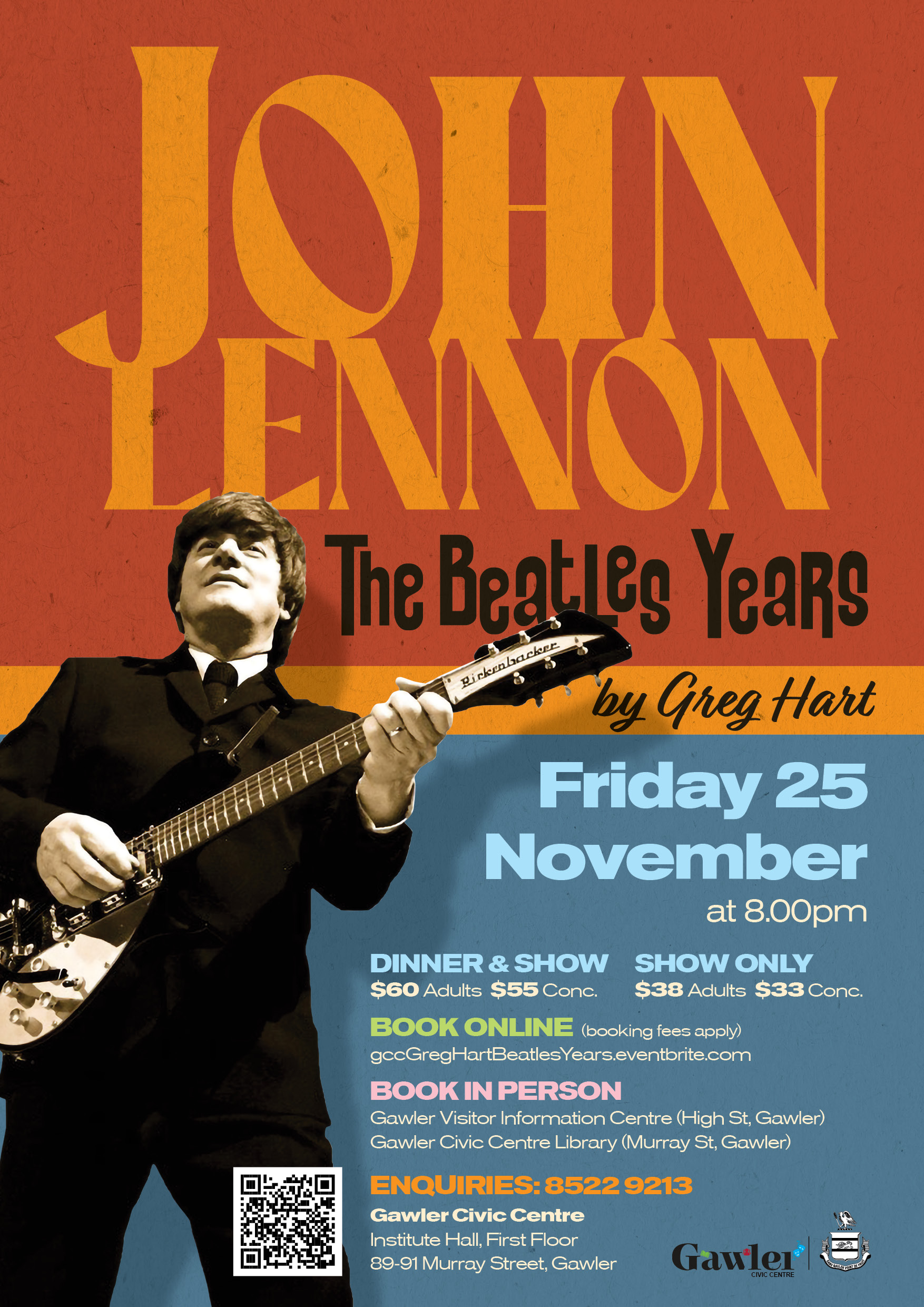 JOHN LENNON – THE BEATLES YEARS AT THE GAWLER CIVIC CENTRE